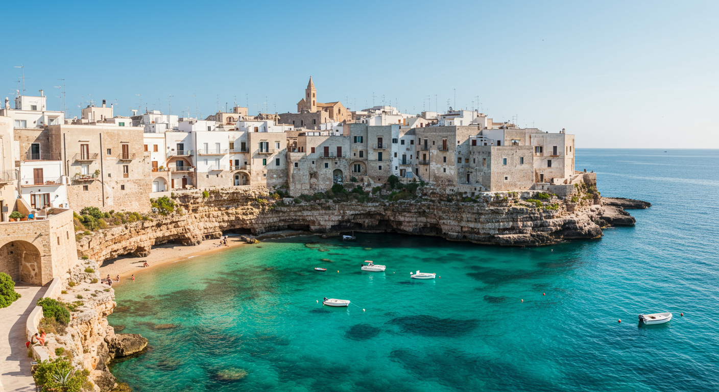 Les eaux cristallines de Polignano a Mare dans les Pouilles